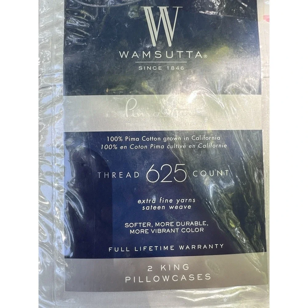 WAMSUTTA 625 Thread Pima Cott KING Pillowcase Set LIGHT BLUE, Solid,